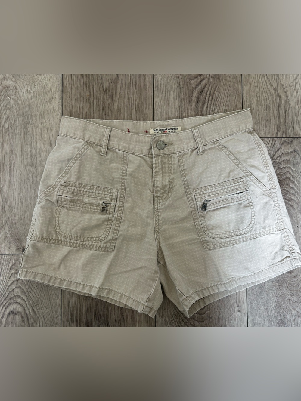 Vintage Polo Jeans Company Ralph Lauren Cargo Shorts Beige Size 4 Y2K Utility